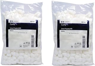 Covidien Curity Prepping Cotton Balls, 100% Cotton Medium Size, 1000 Count (2x500 Resealable Bags) - Latex-Free Non-Sterile