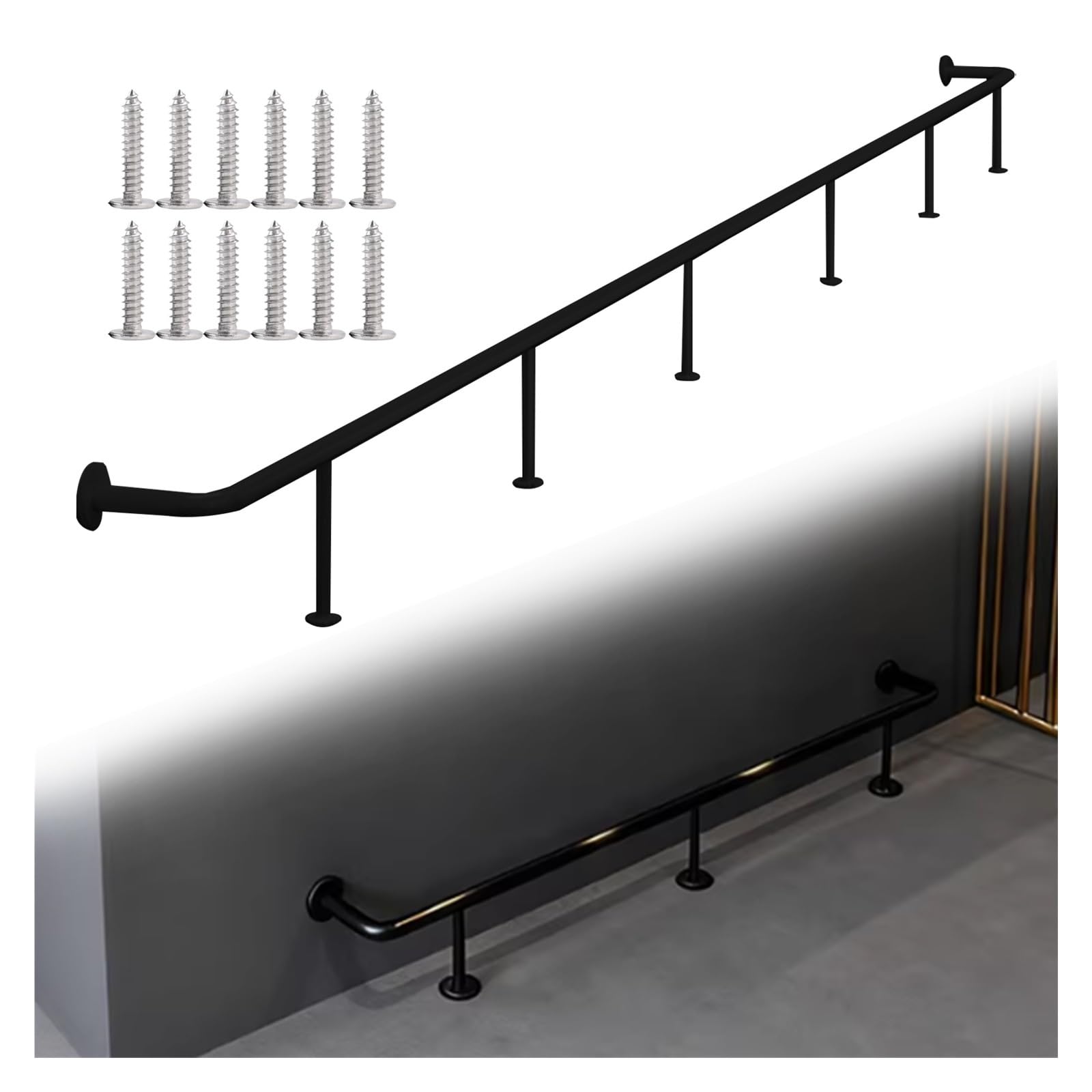Pedana poggiapiedi da Bar, Kit modulare Regolabile in Acciaio Inox da 3-3,3 Metri - Include Tubi, staffe e connettori per Isole Cucina, gallerie e banconi Cassa