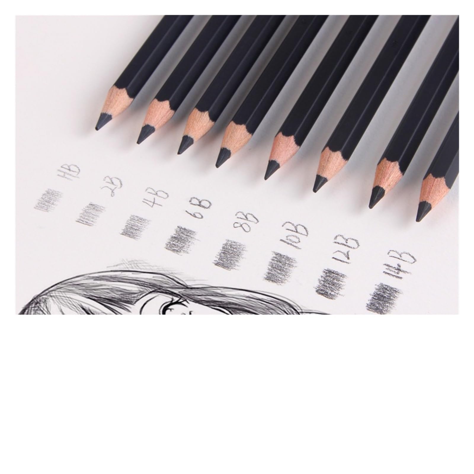 8-teiliges Bleistiftset HB, 2B, 4B, 6B, 8B, 10B, 12B, 14B Skizzieren, Zeichnen, Künstler