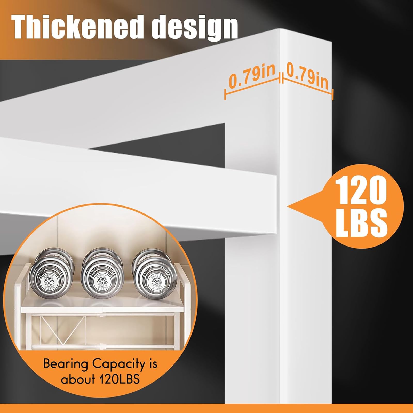 FANFX Microwave Shelf,2 Tier Adjustable Over Microwave Shelf Unit,Microwave Stand with Cutting Board Rack & 6 Hooks,Carbon Steel Kitchen Shelf Organizer for Countertop,Pots,Pans&Cutting Boards(White) - Image 3