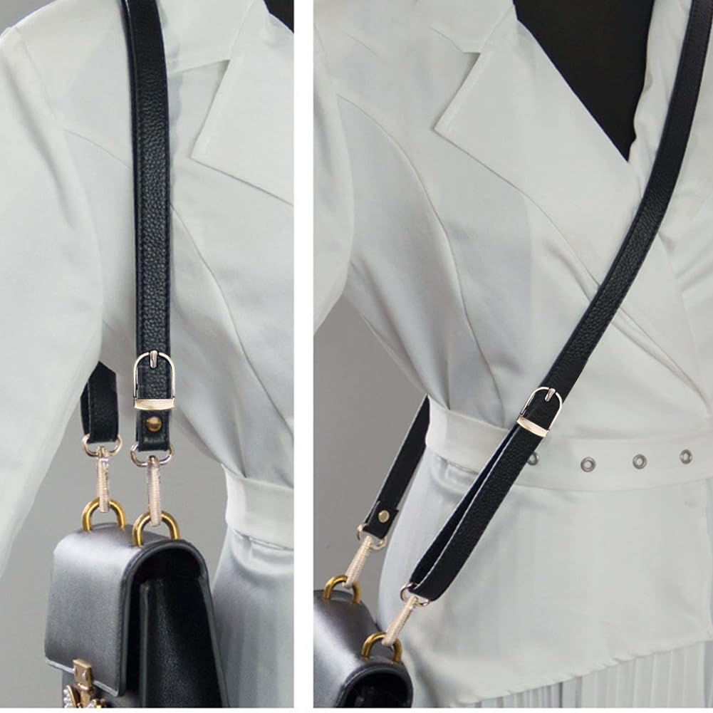 Sangle De Sac à Main Réglable En Cuir PU - Longueur 119 Cm Avec Boucles En Alliage Doré - Pour Remplacer La Bandoulière De Votre Sac - Noir