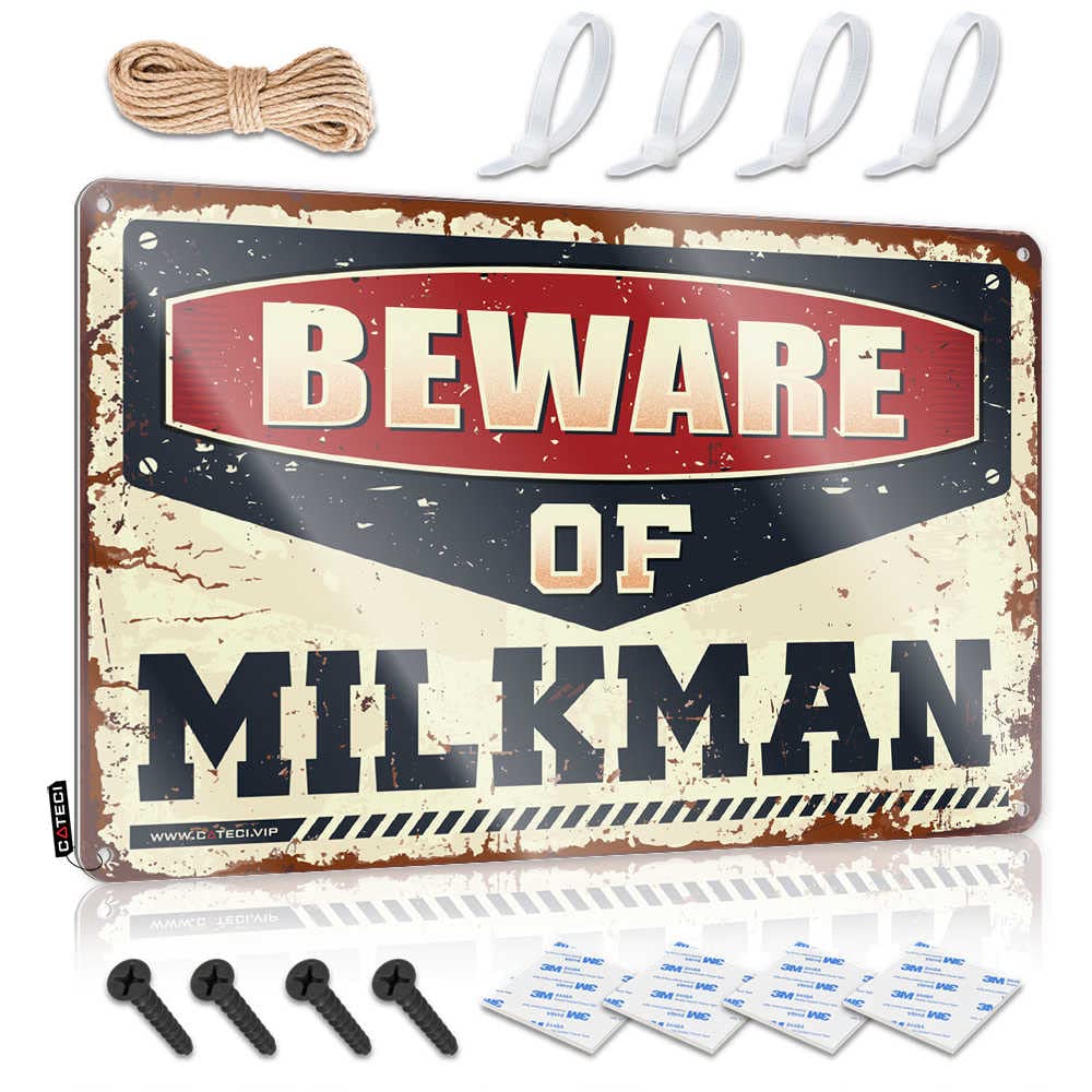 STWNVOITV Man Cave Sign Metal Sign Beware Of Milkman Sign Drinking Signs Funny Beer Signs For Man Cave(30X40CM)