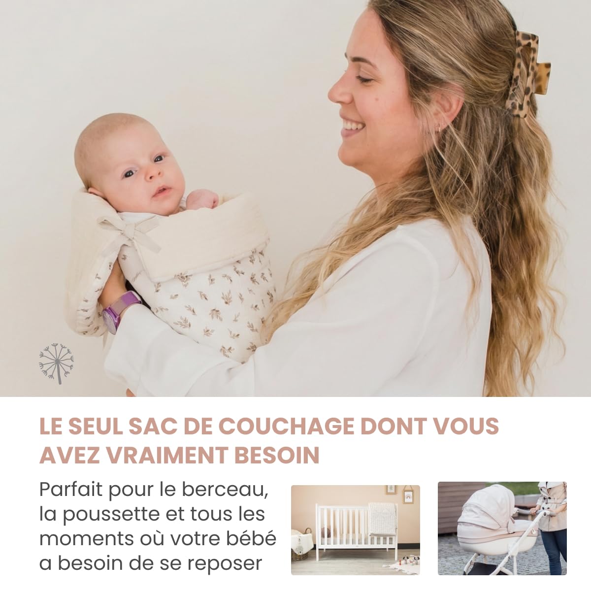 MIMUSELINA Nid d'ange Bebe Quatre Saisons | Couverture Bebe Été et Hiver | Convertible avec Garnissage Amovible | 100% Coton | Idéal pour Nacelle, Couffin et Poussette | Fabriqué en Espagne | Ecru