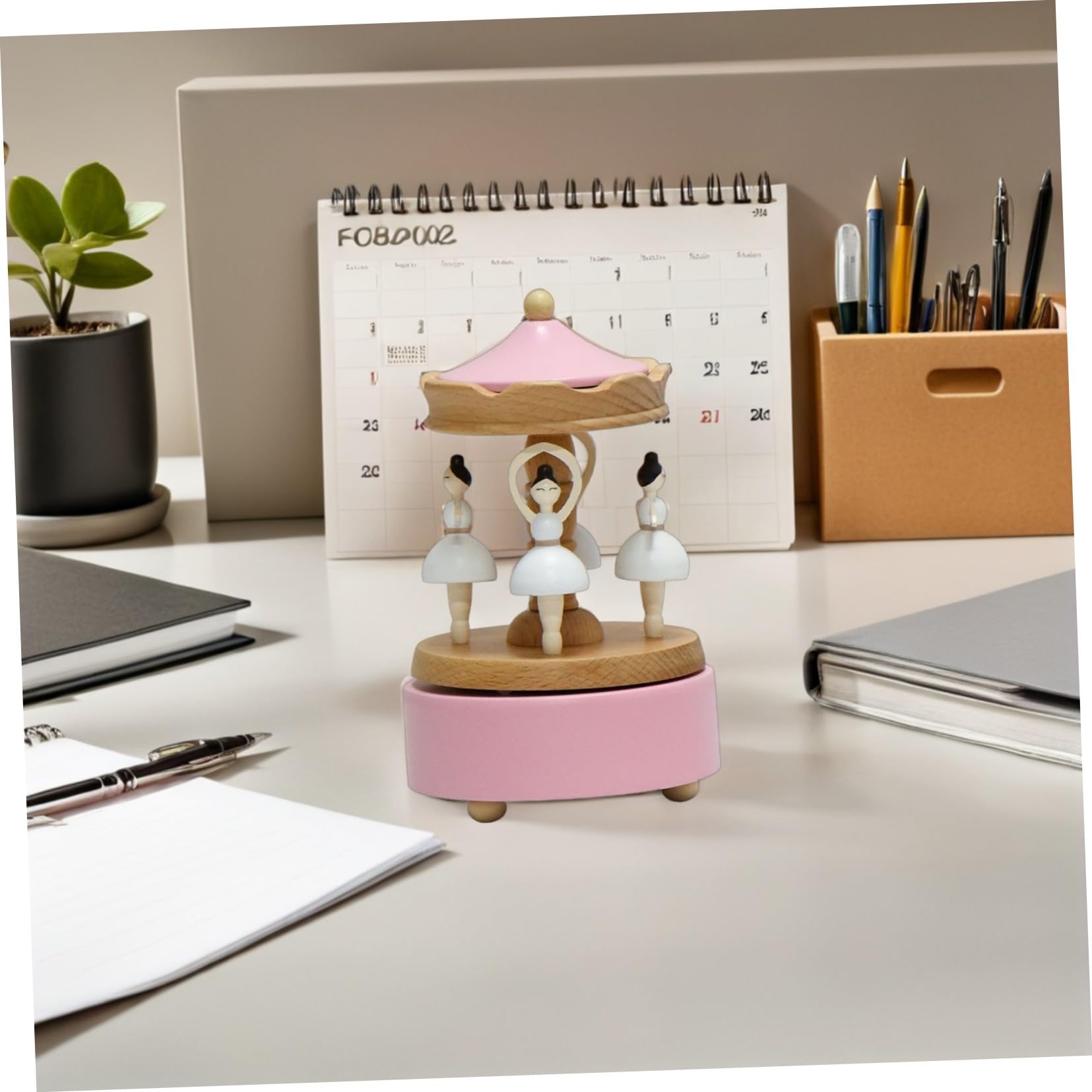 LIFKOME Carillon Ballerina in Legno Rotante Rosa, Design Elegante | Carica Manuale, Figurina da Collezione Decorativa, per Casa e Compleanni, per Appassionati di Danza