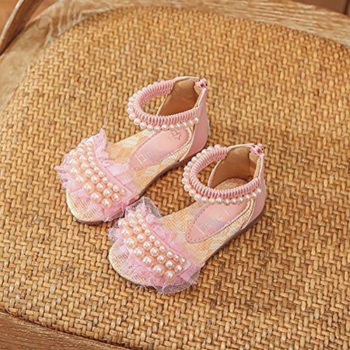 Girls Summer Pearl Lace Princess Gladiator Sandals Beach Roman Shoes2
