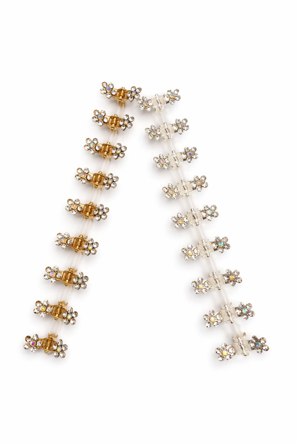 Crystal Rhinestone Flower Mini Hair Claw Clips, No-Slip Jaw Clutcher, Silver and Gold, 24 Pack-picture-50