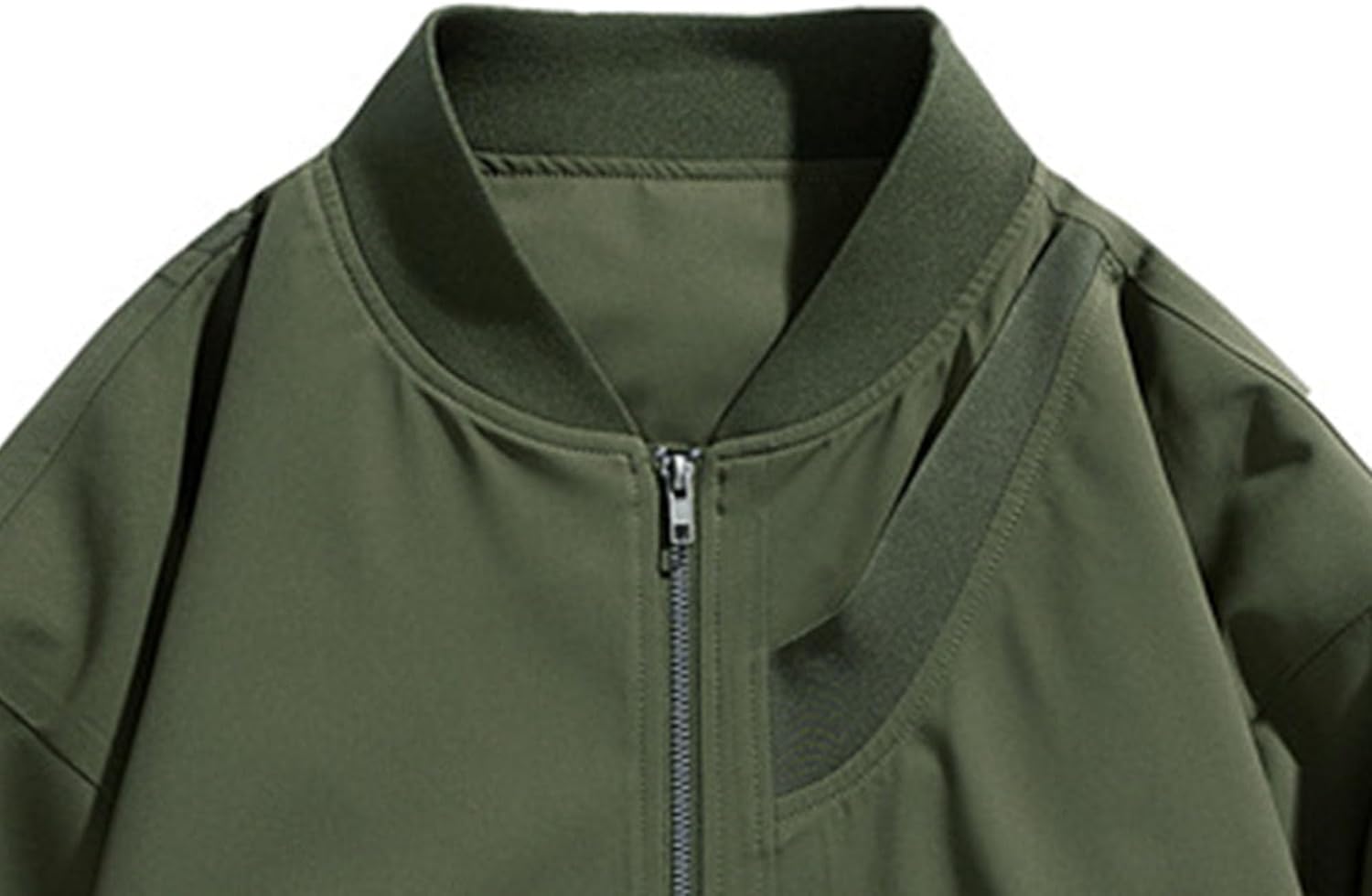 DGKaxiyaHM Men's Baseball Collar Bomber Jacket Stylish Business Military Coat Windproof Waterproof Outerwear With Zipper (3X-Large,Pitch Green)