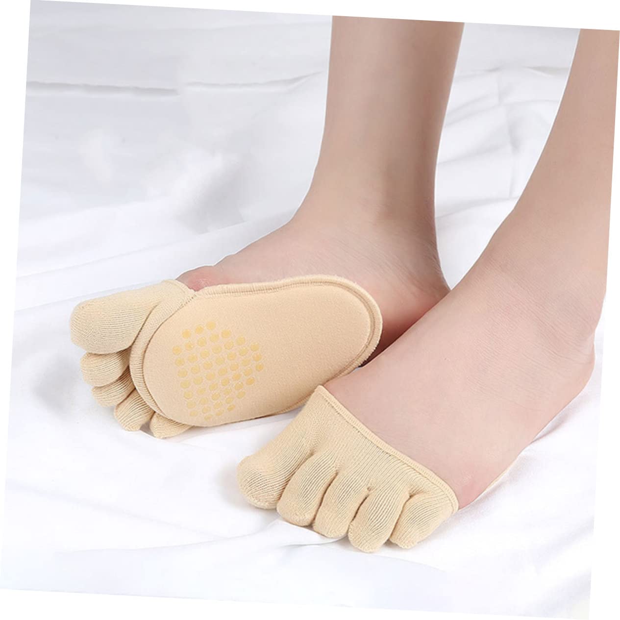 GALPADA 2 Pairs Supple Finger Socks Women Breathable Summer Invisible Toe Socks Half