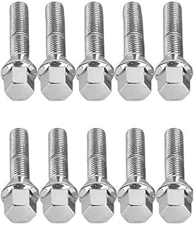 10pc Extended Silver Lug Bolts 12x1.5 (40mm Shank Length, Cone Seat) for Many BMW Vehicles: 128i 135i 318i 320i 325i 328i 335i M3 525i 528i 530i 535i M5 Z3 Z4 E36 E46 E60 E90 E92 E93