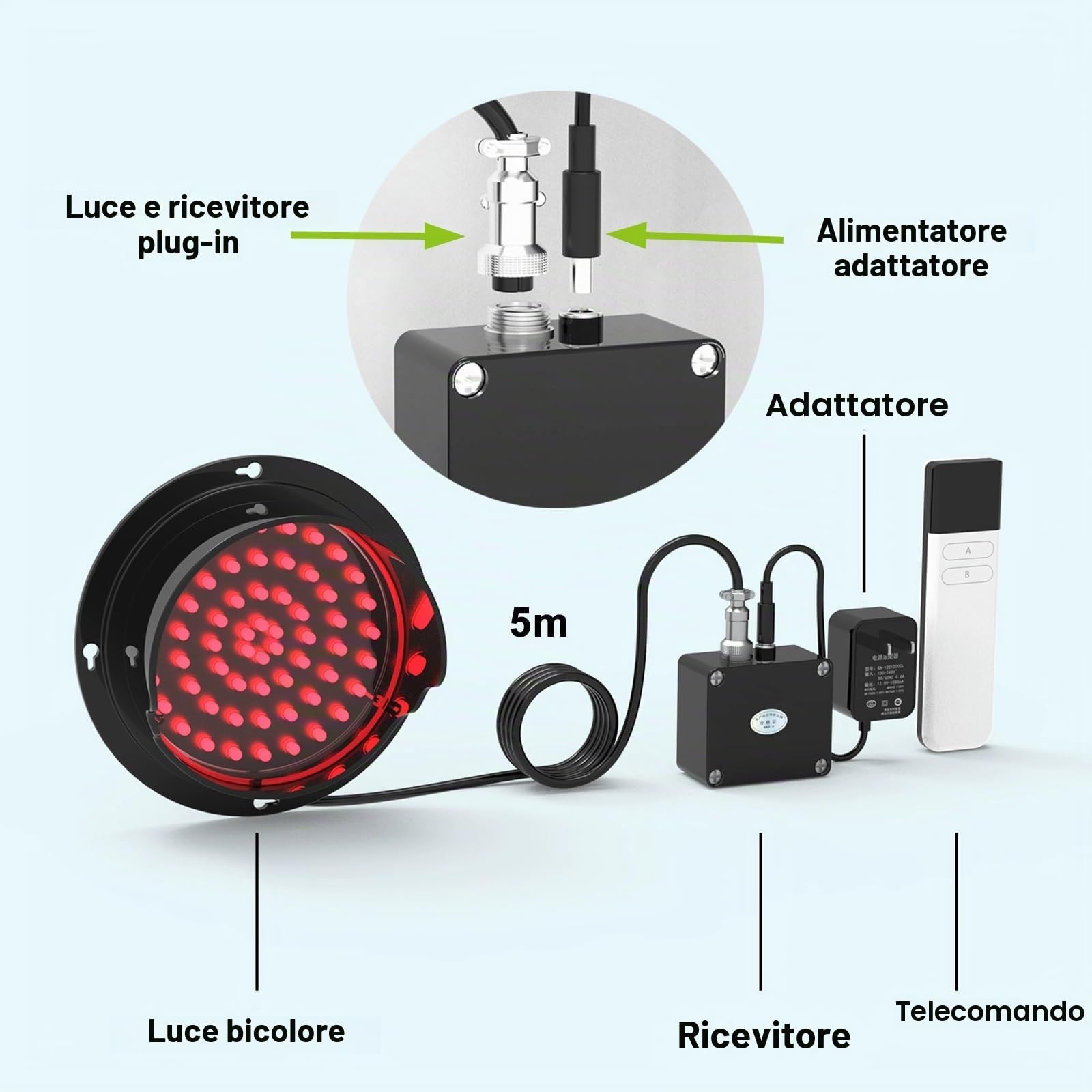 Semaforo a LED con Telecomando, Luce di Stop Rossa/Verde 2 in 1, Lampada di Segnalazione Industriale, Luce di Segnalazione del Traffico per Banchine di Carico, per Interni ed Esterni(100mm/4in)
