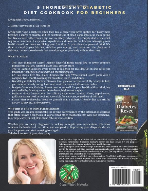 The 5 Ingredient Diabetic Diet Cookbook for Beginners: How to Stabilize Blood Sugar in Just 30 Minutes a Day  - Additional View