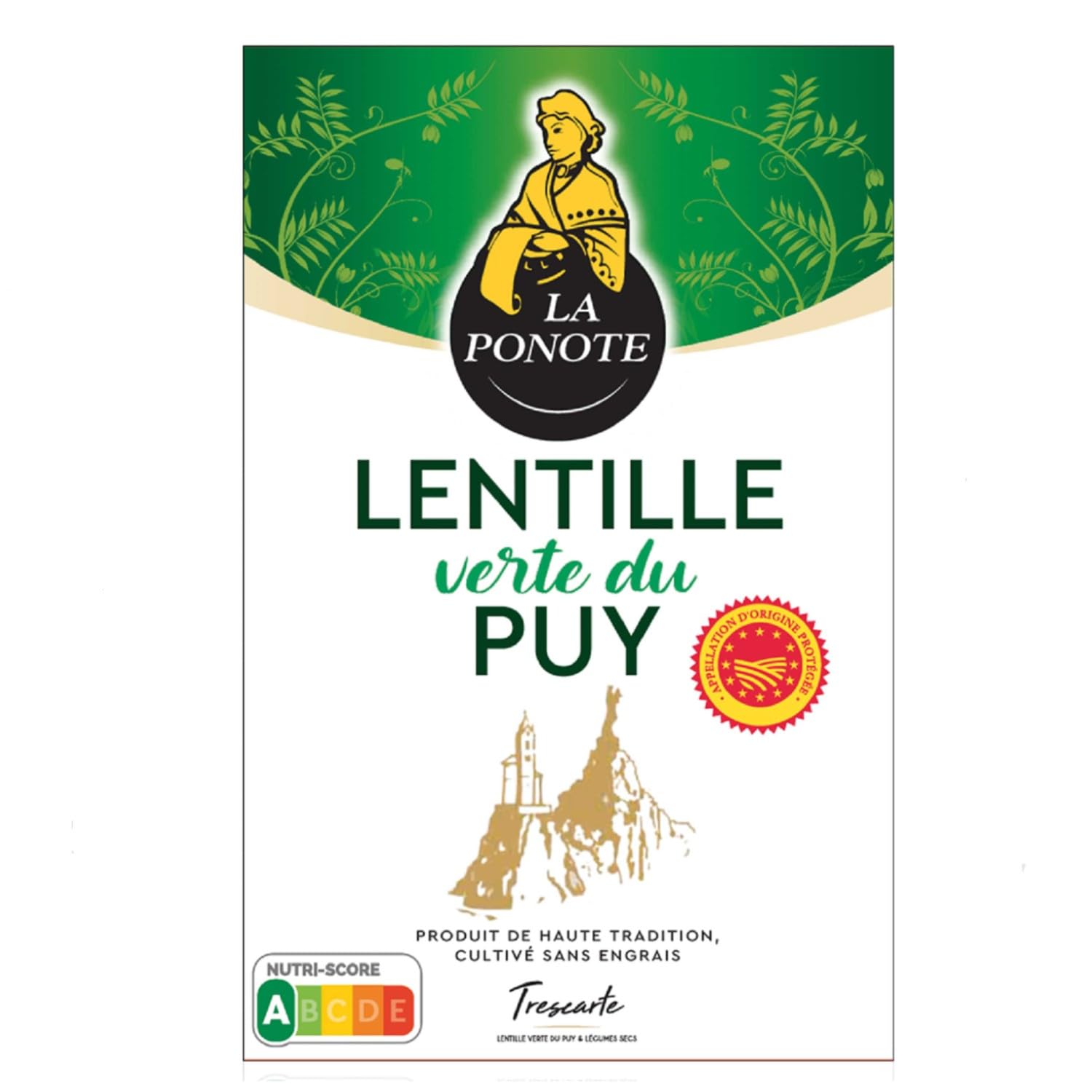 LA PONOTE Lentilles Vertes Du Puy Grüne Linsen AOC aus Puy Frankreich inkl. FeinWert E-Book (1 x 500g)