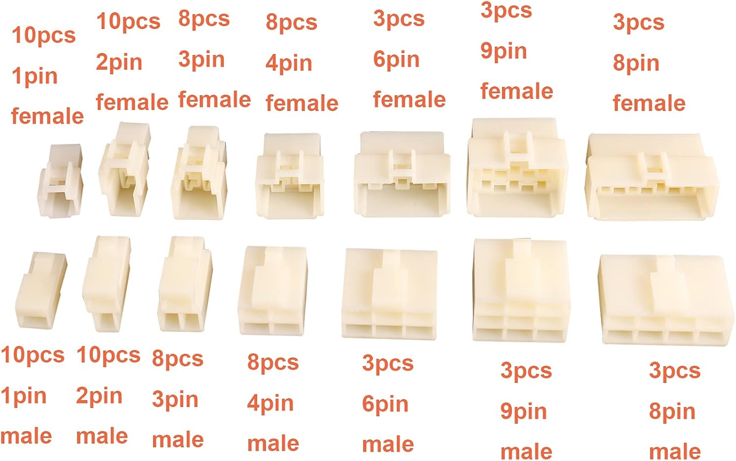 CRMENO 400Pcs 1 2 3 4 6 8 9 Pin Wire Connectors Male Female Electrical Automotive Socket Plug Terminal For Motorcycle Car : Automotive
