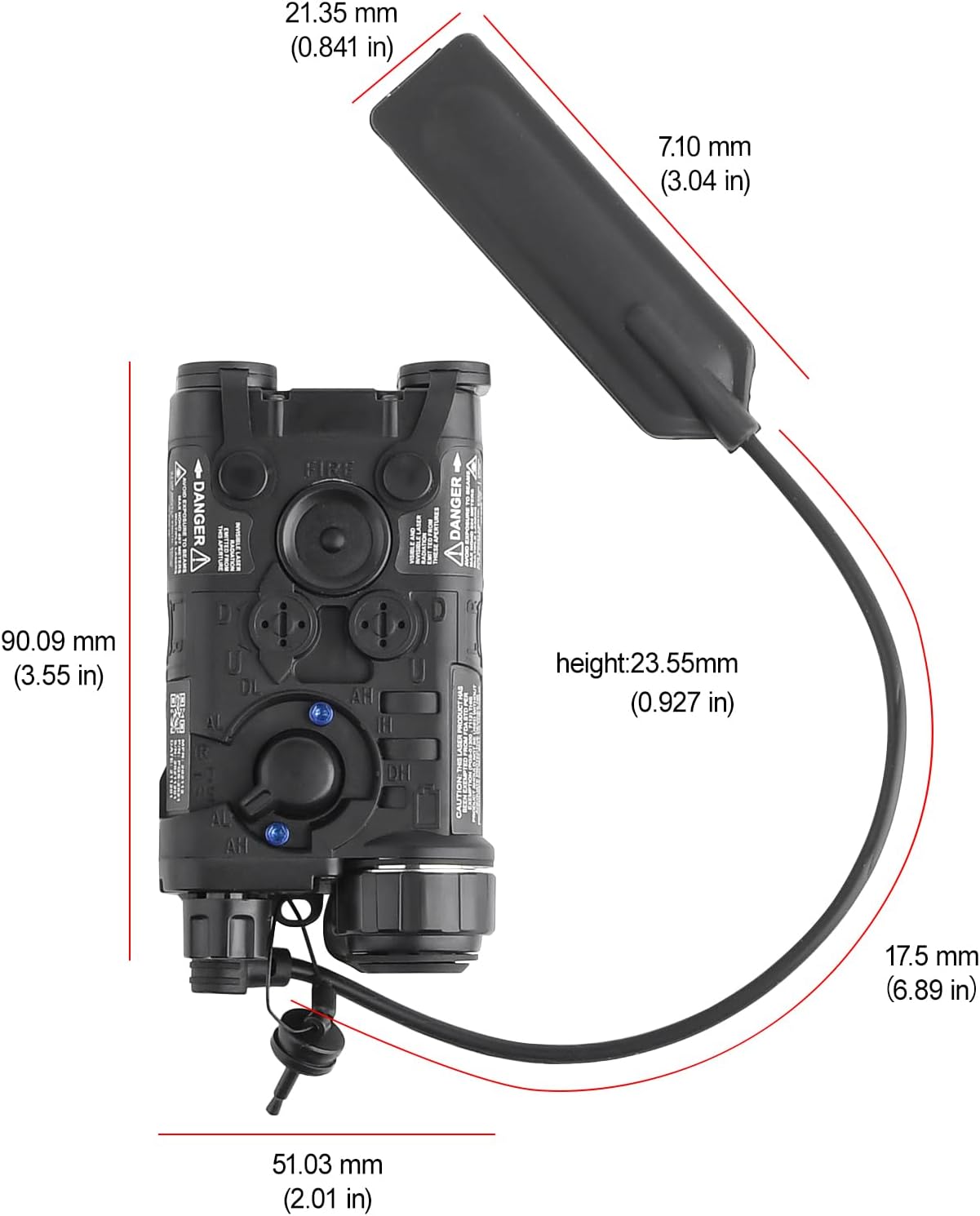 Upgrade Tactical Airsoft PEQ Sight, 4 Modes with Red/Green Laser, Red/Green Laser+White Light, Constant/Strobe White Light, Fit for 20mm Picatinny Rail AEG GBB CQB
