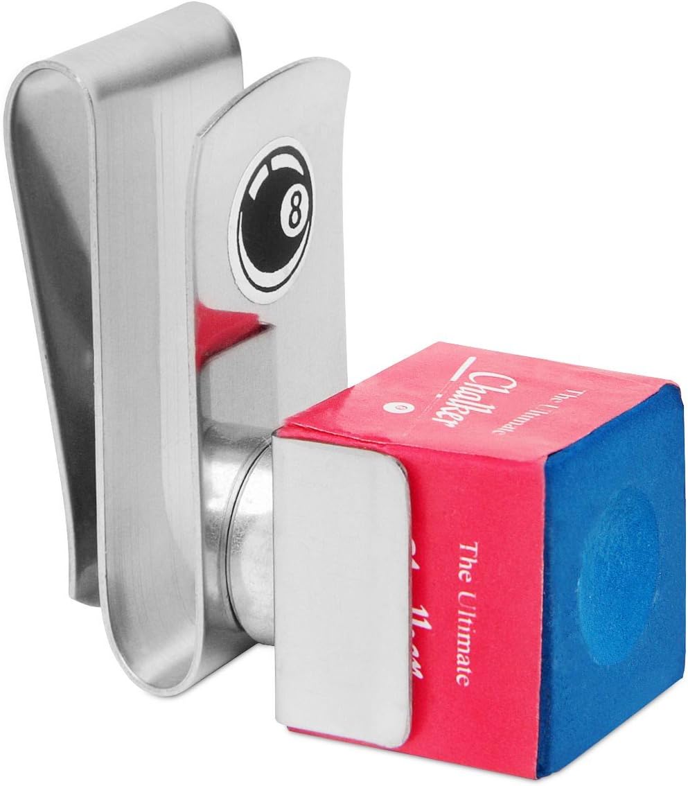 Ultimate Chalker Metal Magnetic Pool Cue Chalk Holder with Chalk