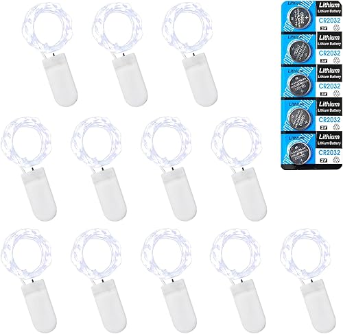 Miniatura 10 de Paquete de 6 guirnaldas de luces a pilas, 10 LED en alambre de cobre plateado de 3.3 pies, alto brillo para decoración de bodas, flores de Navidad,