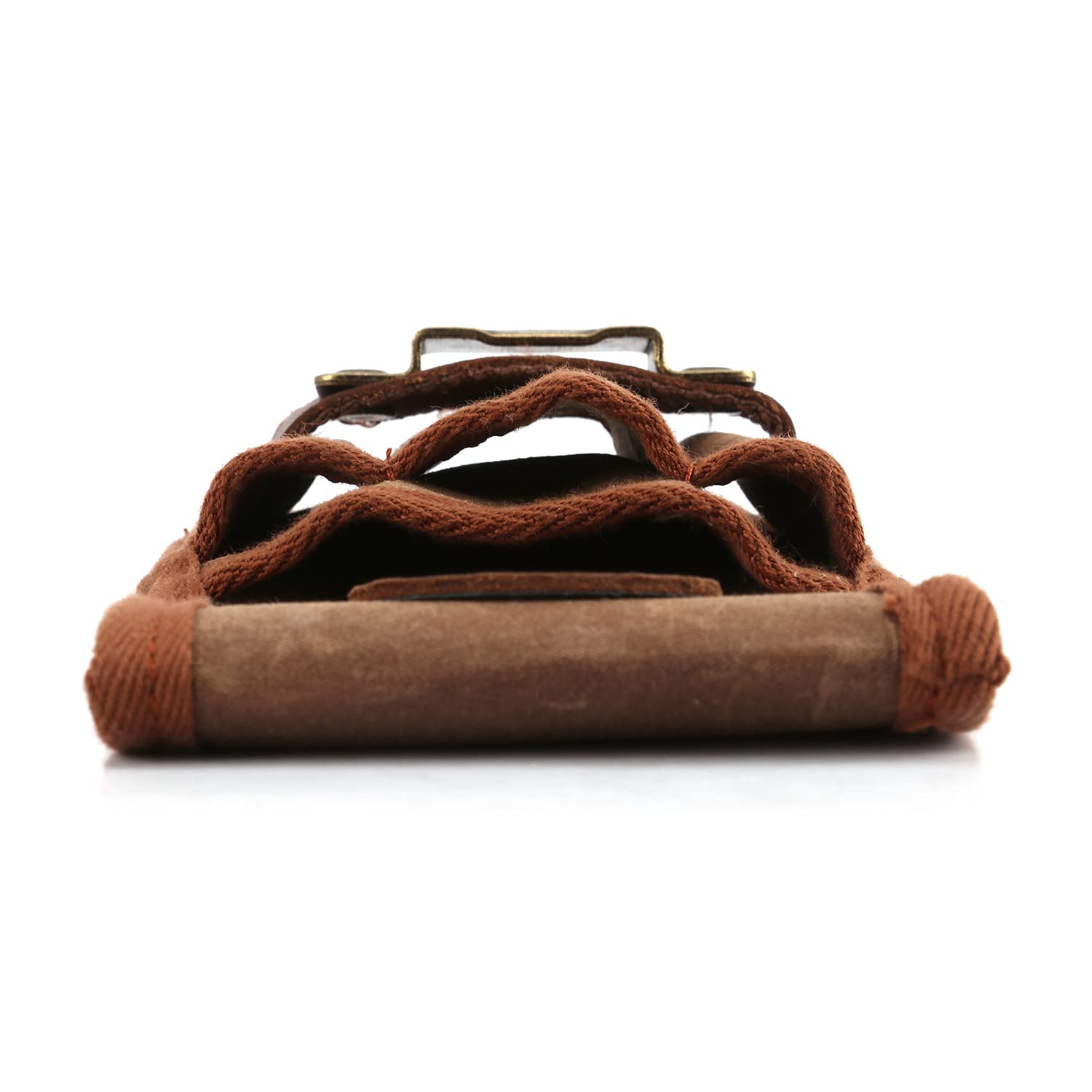 Tour de Ceinture en Toile Cirée et Cuir Outil Ceinture Holster avec Support Mètre Ruban pour Électricien Atelier Marron
