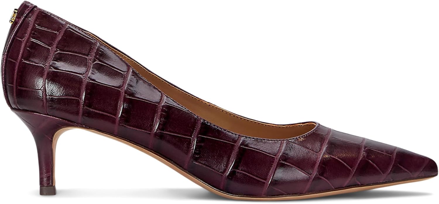 Lauren Ralph Lauren Adrienne Crocodile-Embossed Leather Pumps