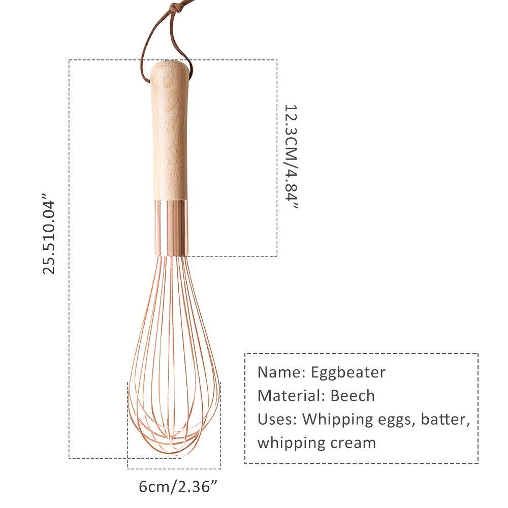 Trzepaczka do jajek ze stali nierdzewnej trzepaczka do jajek, różowe złoto mini wisk ręczna trzepaczka mleko jajka jedzenie blender mikser przybory kuchenne .(L)