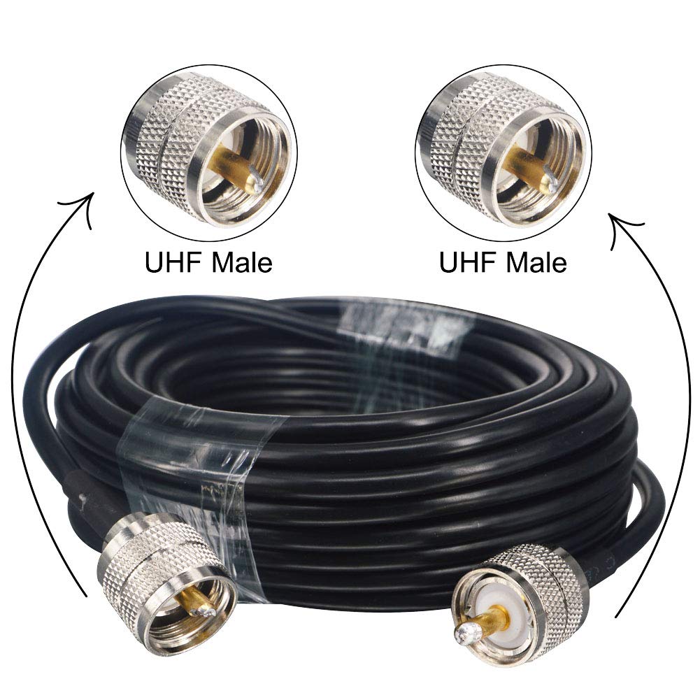 Cavo Antenna CB 15M/49,2ft UHF PL259 SO239 Maschio a Maschio Bassa Perdita RG58 VHF Marine Cavo Coassiale per HAM Radio, Antenna Analyzer, Dummy Load, SWR Meter, Broadcast