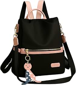 Mochila Feminina Grande Antfurto Impermeável Reforçada Escolar Trabalho Faculdade Bolsa Mulher Passeio Casual Ajustável Com Pingente Alça Transversal e Costas
