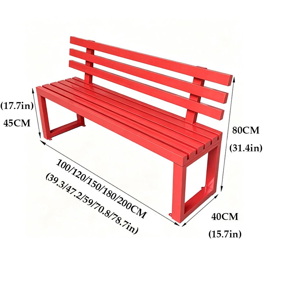 Banco de respaldo de metal resistente a la intemperie, de hierro forjado y acero galvanizado pesado para jardín, patio y parque (100 cm / 39.3in)