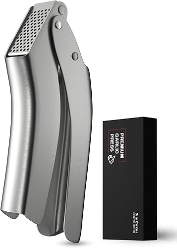 Prensa de ajo, prensa de ajo resistente, picadora de ajo profesional, sin necesidad de pelar, fácil de limpiar, mango ergonómico, acero inoxidable