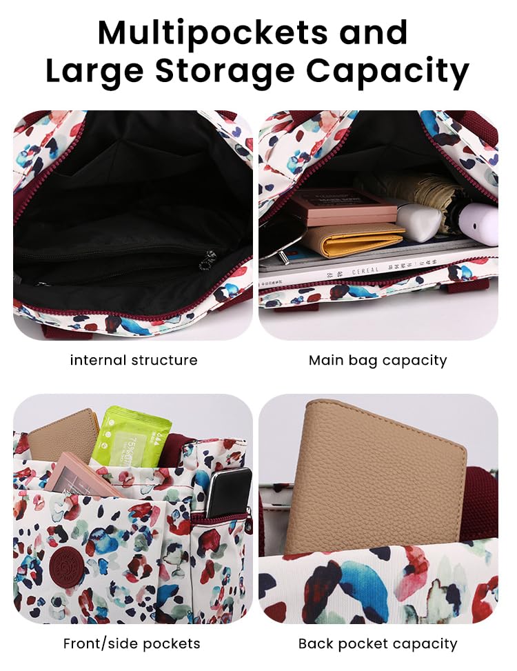 Image of FURN ASPIRE Premium Nylon Waterproof Handbags for Womens Shoulder Bags Crossbody Bag With Two-Tone Floral Design Ladies Messenger Bag For Daily Use, Work, or Travel.