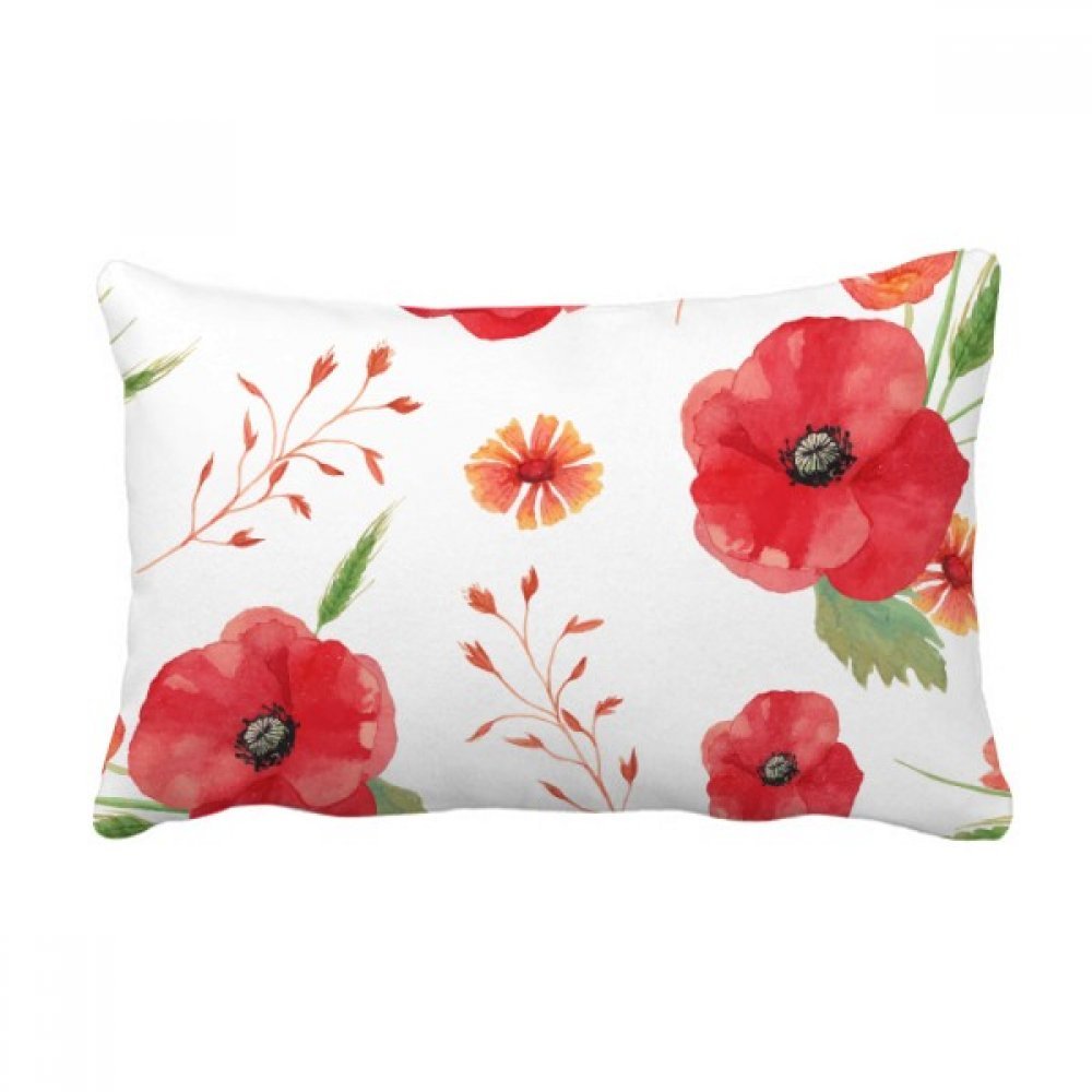 Oreiller Lombaire Fleurs de Pavot Aquarelle pour Instants de Détente sur Canapé