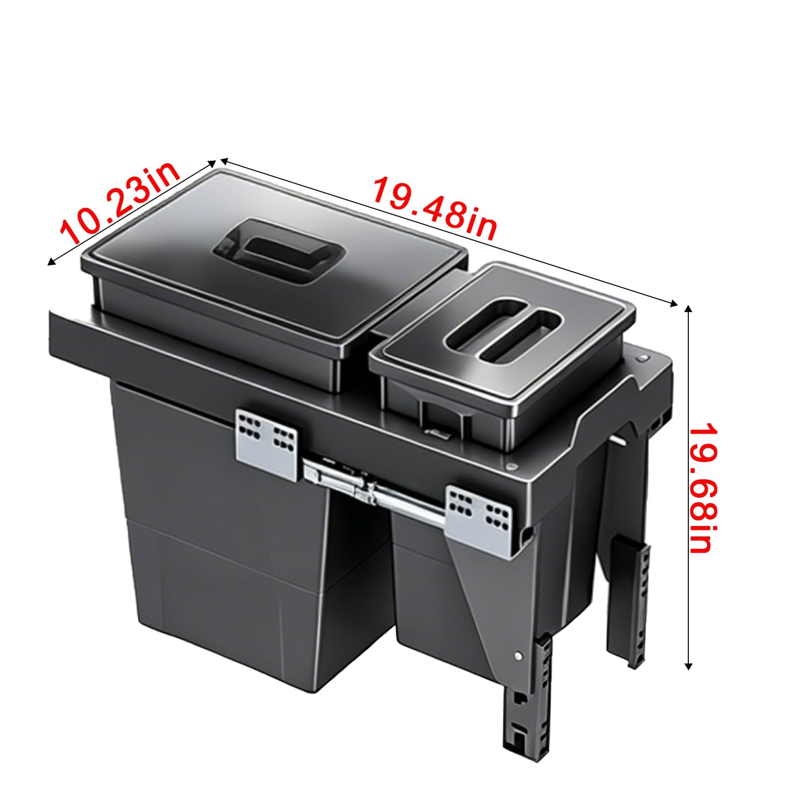 Cubo basura extraible bajo fregadero Depósito doble de gran capacidad de 18+6 litros material ABS riel de amortiguación cubo basura para casas restaurantes