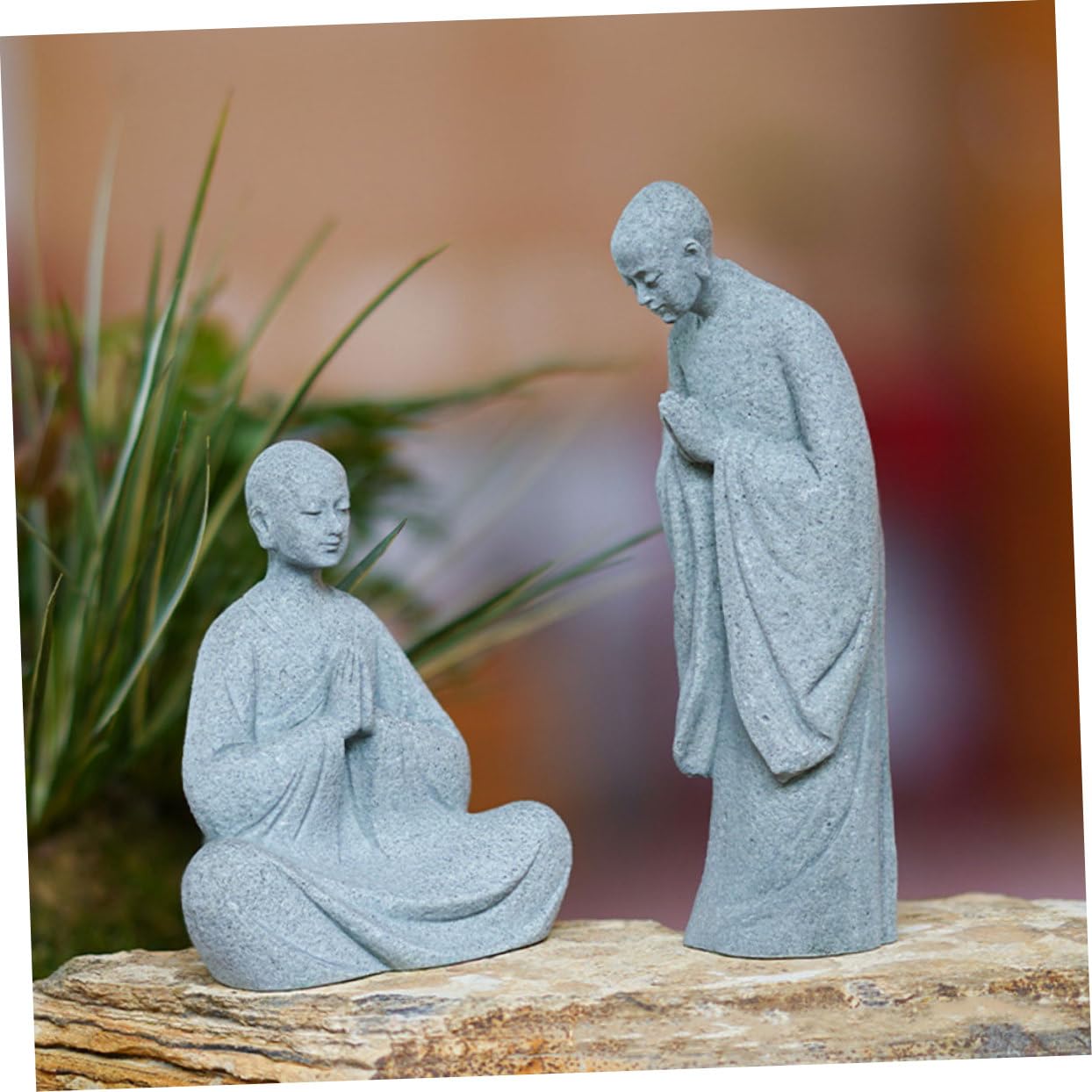 Amazon.co.jp: Amosfun 2個小さな僧侶の像 石製僧侶の置物 や