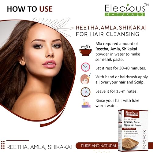 Miniatura 7 de Naturals Amla, Reetha, Shikakai Polvo para el cabello 3 en 1 Limpiador natural del cabello 100% natural, sin químicos, sin conservantes, sin