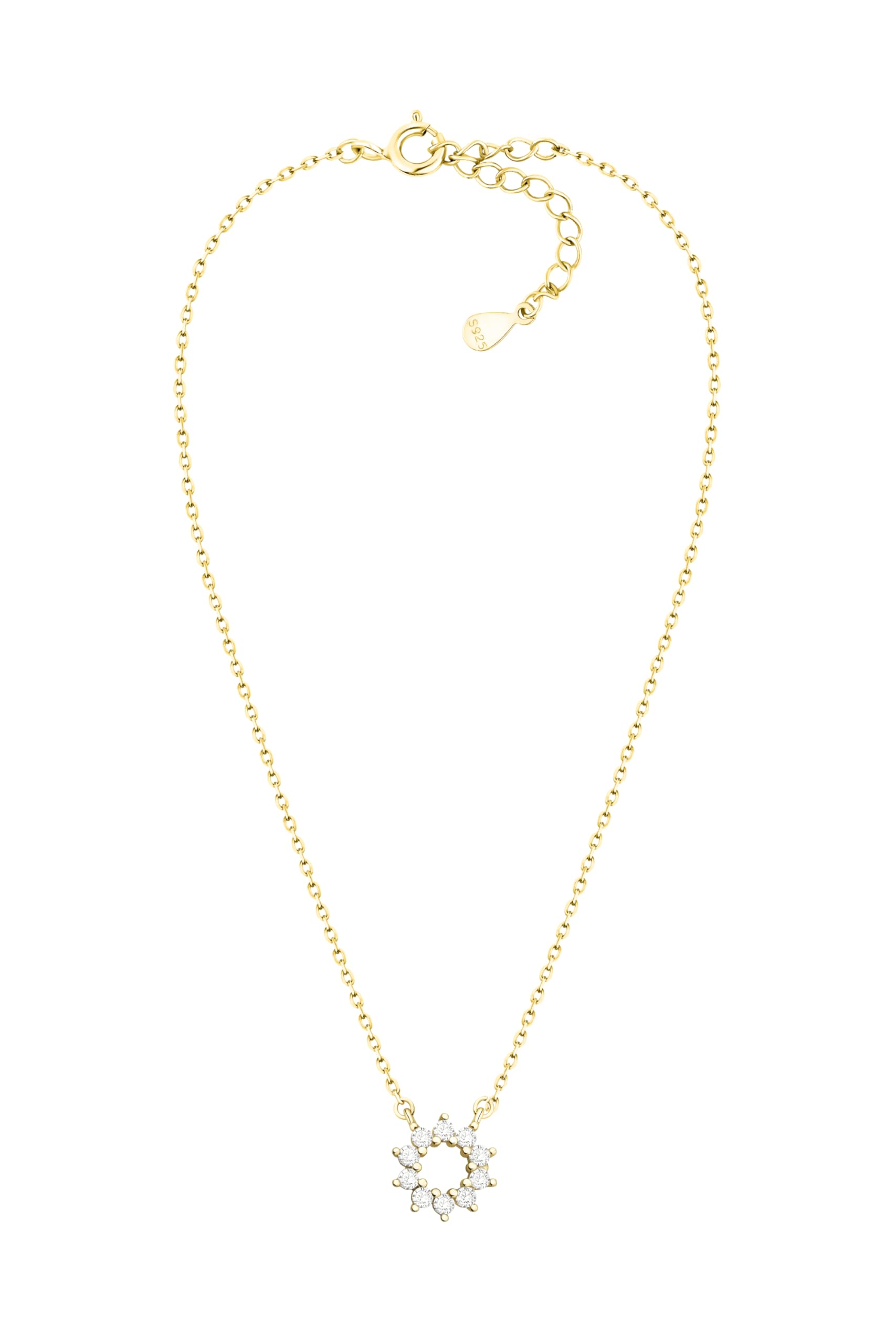 Sofia Milani - Collier pour Femme en Argent 925 - avec Pierre de Zircon - avec Pendentif en Forme de Cercle et Étoile