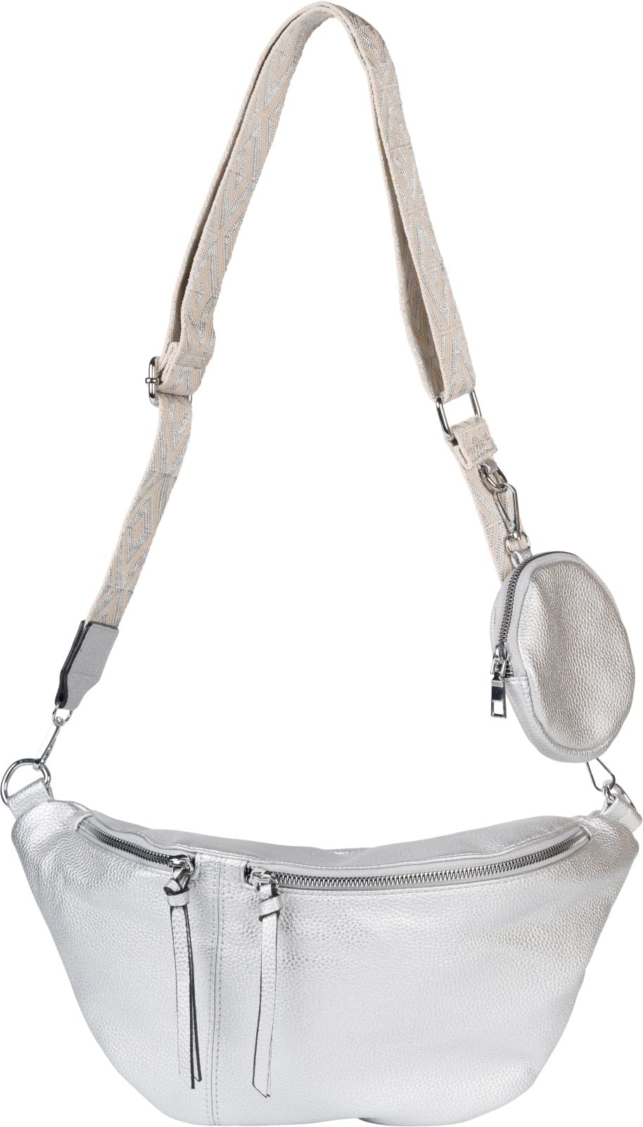 styleBREAKER Bolso bandolera media luna para mujer,Plata