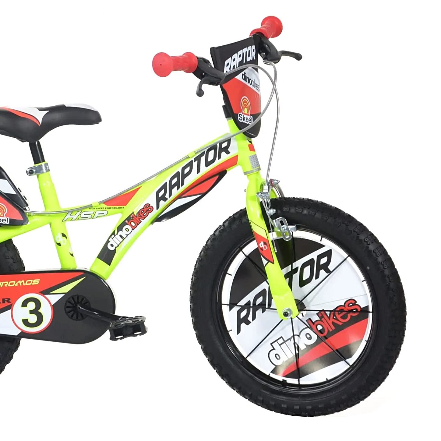 Dino Bikes Vélo Enfant Garçon Raptor 14 Pouces Freins sur Le Guidon Jaune