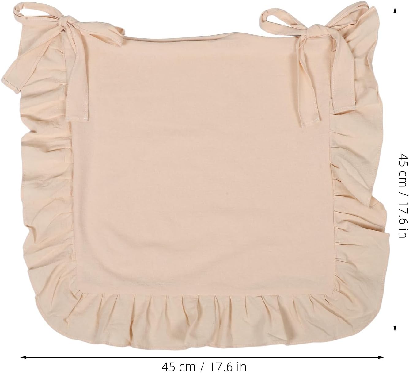 French Ruffle Chair Pad Cover with Tie Closures Beige Cloth