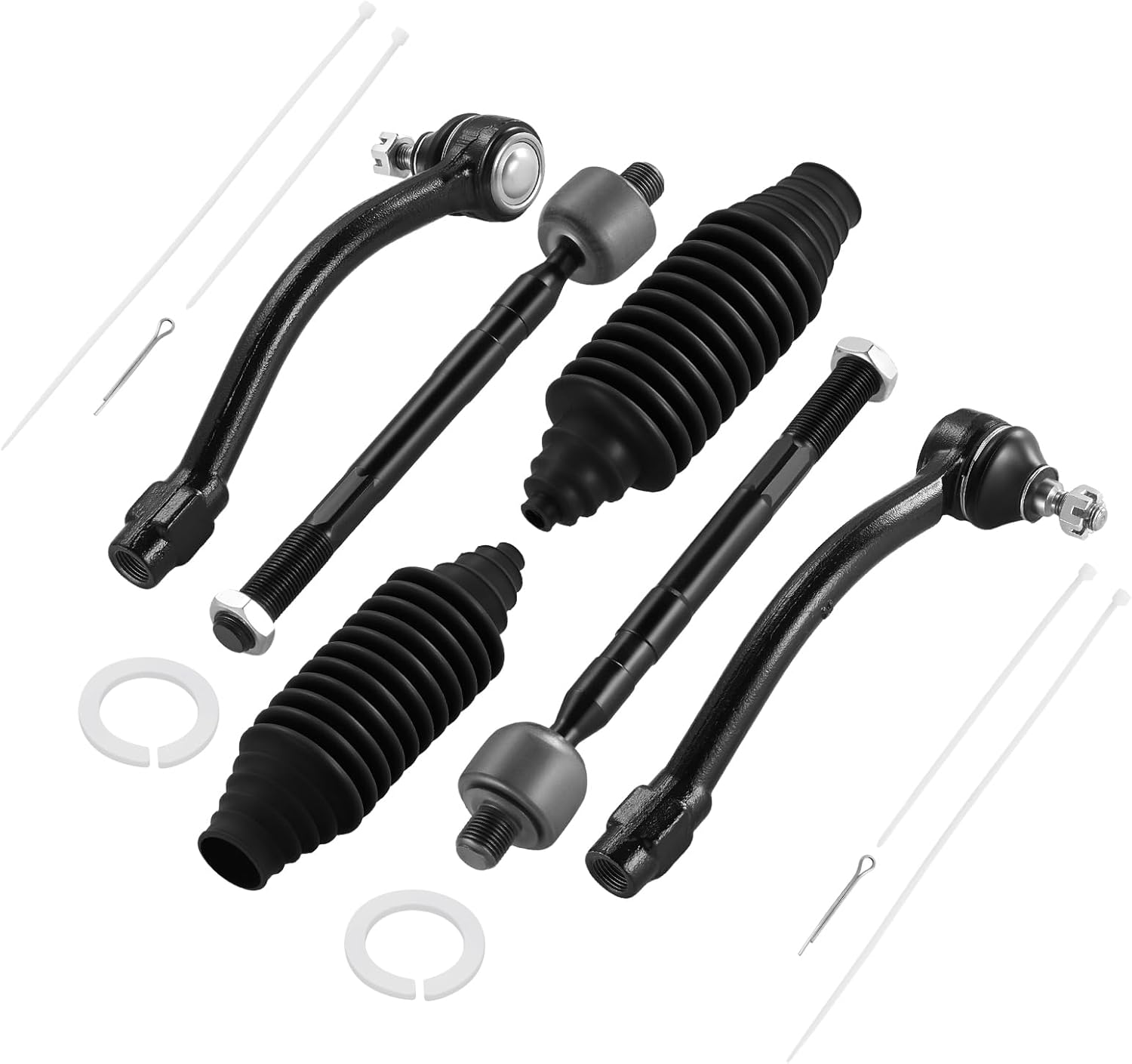 6PCS ES80107 ES80107 EV80088 Inner and Outer Tie Rod End kit Compatible with Hyundai Elantra 2011-2017, Boots