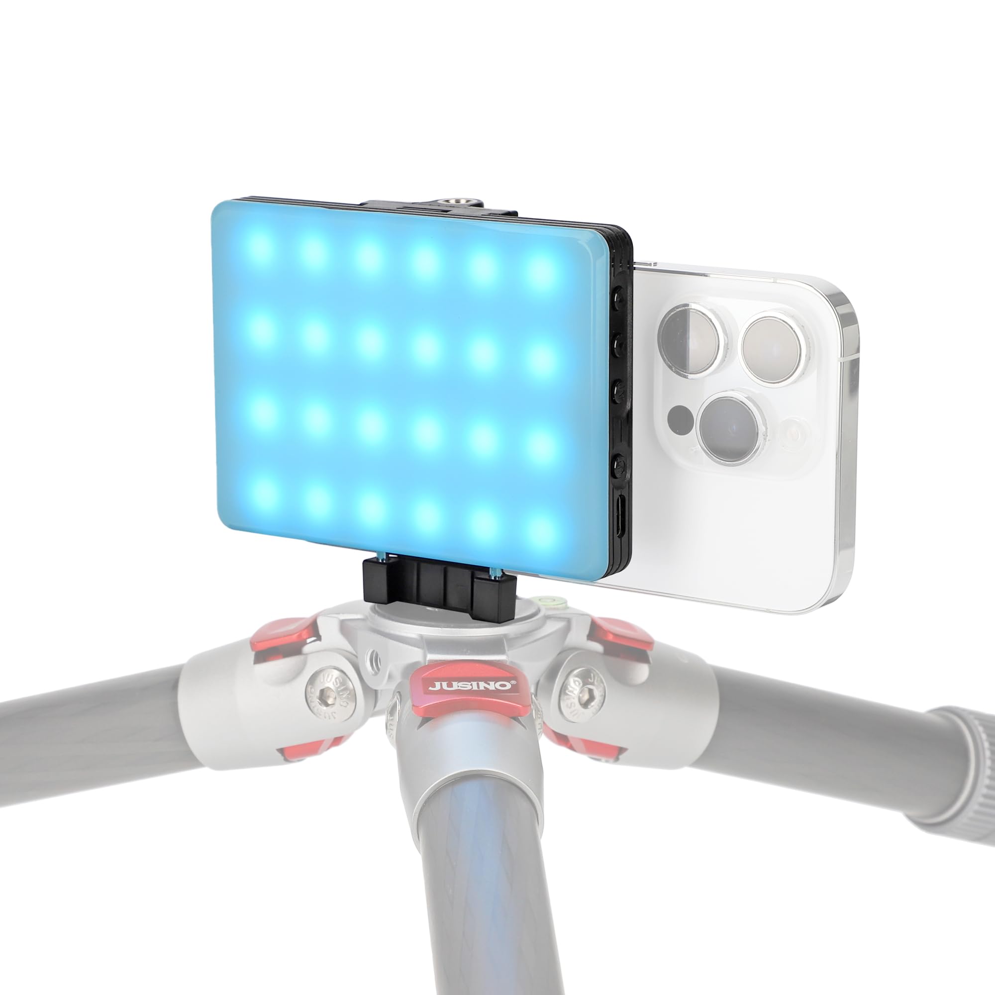 ayex SL60AI - Luce LED per smartphone USB ricaricabile, illuminazione perfetta di ritratti, immagini di prodotti, Vlogs, selfies o Livestream, dimmerabile, 3200-5600k, 60 perline LED