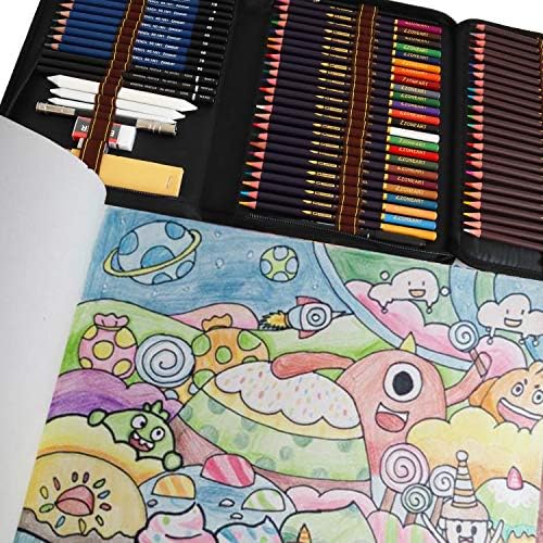 Colouring Drawing Pencils, 72 Piece Art Set Include Coloured Pencils, Sketching Pencils, Graphite, Charcoal Pencil, Ideal for Beginners Kids Adults Drawing, Sketching, Shading, Colouring
