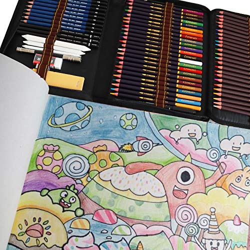 Crayon de Couleurs de Dessin Set Quer de 72 pièces avec mallette d'accessoires complets - 4