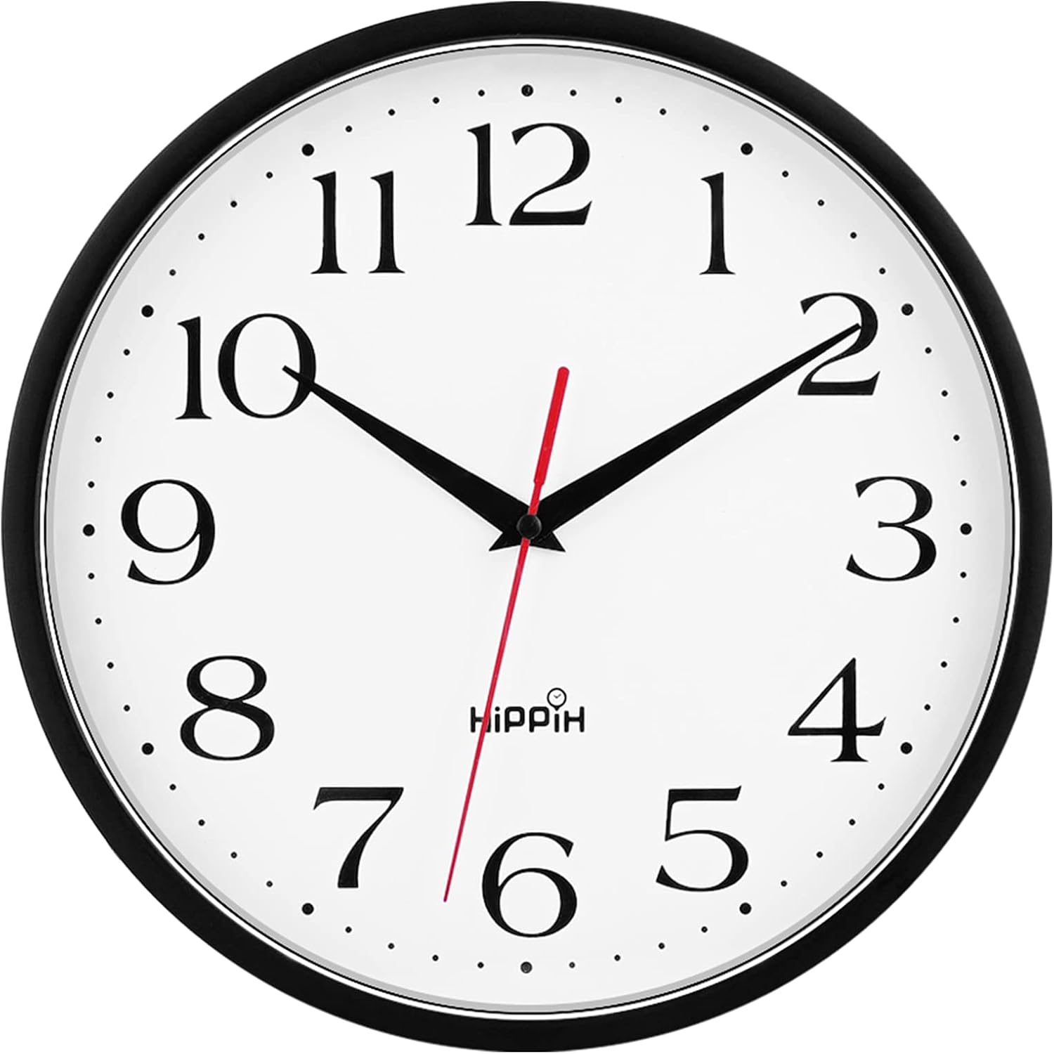 HIPPIH 2 Pack Silent Wall Clock, 10 Inch Non Ticking Quiet Digital Sweep Decorative Battery Operated Wall Clocks for Living Room Bedroom Kitchen School Office Decor, Black : Home & Kitchen