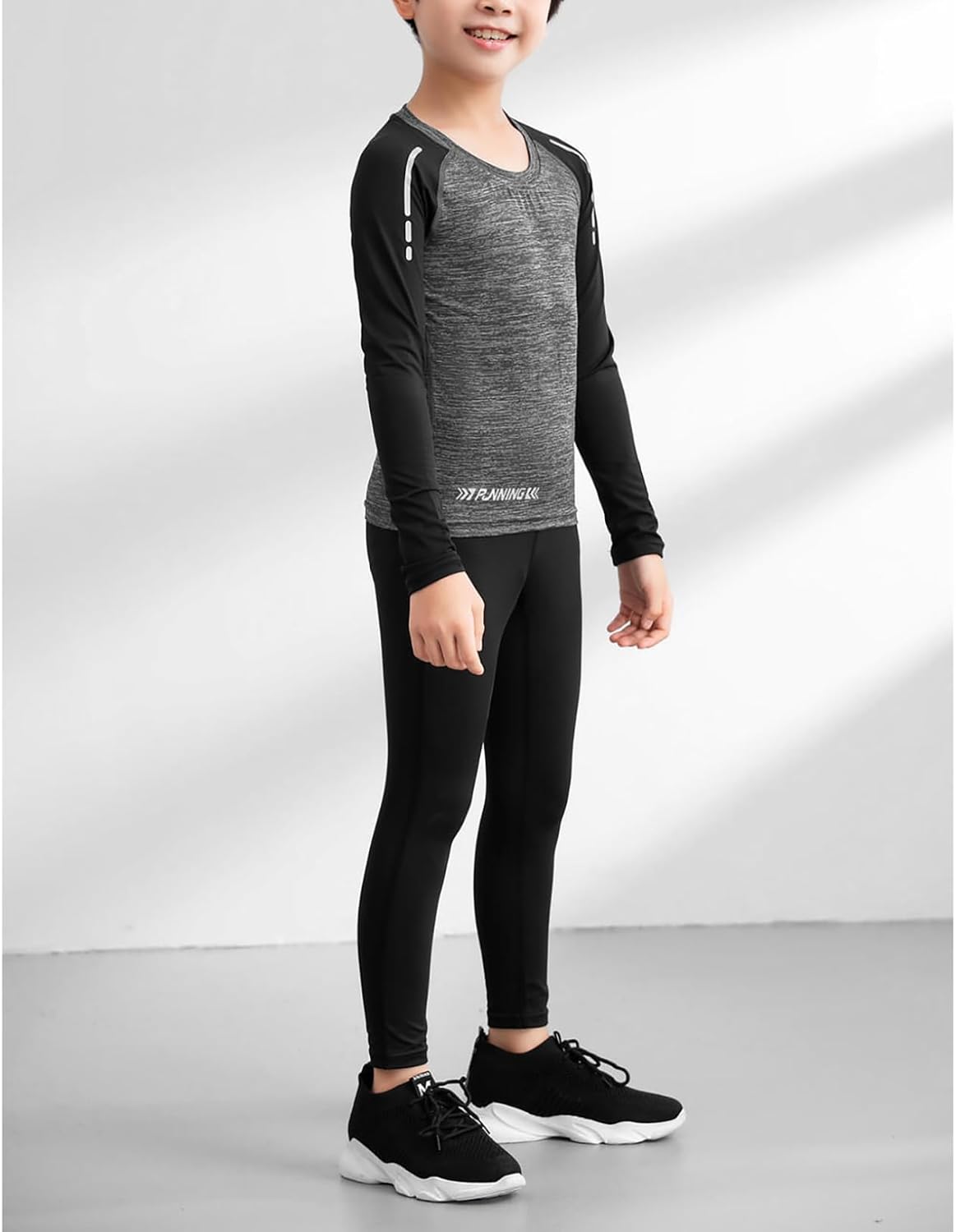 Boys Athletic Base Layer Compression Underwear Set Long Sleeve T-Shirts and John Set Thermal Underwear