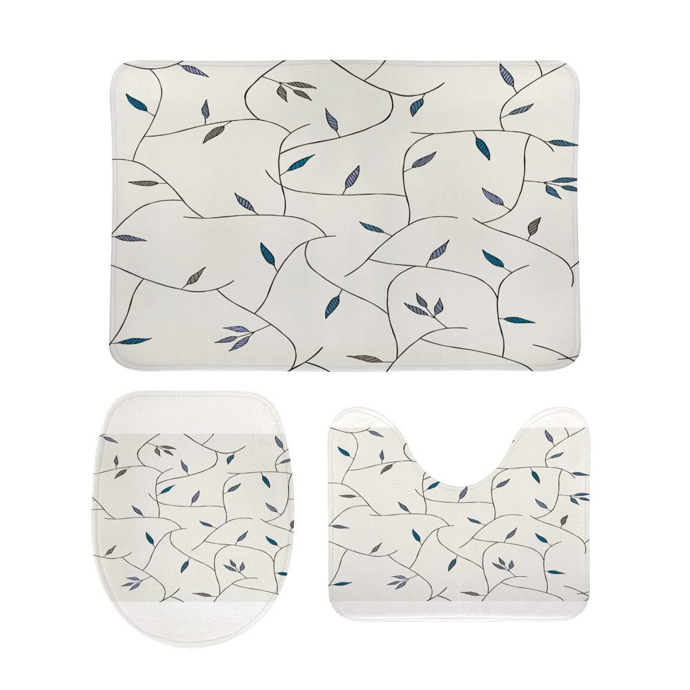 Tapis de salle de bain lavable en machine lot de 3 pièces avec tapis WC contour U