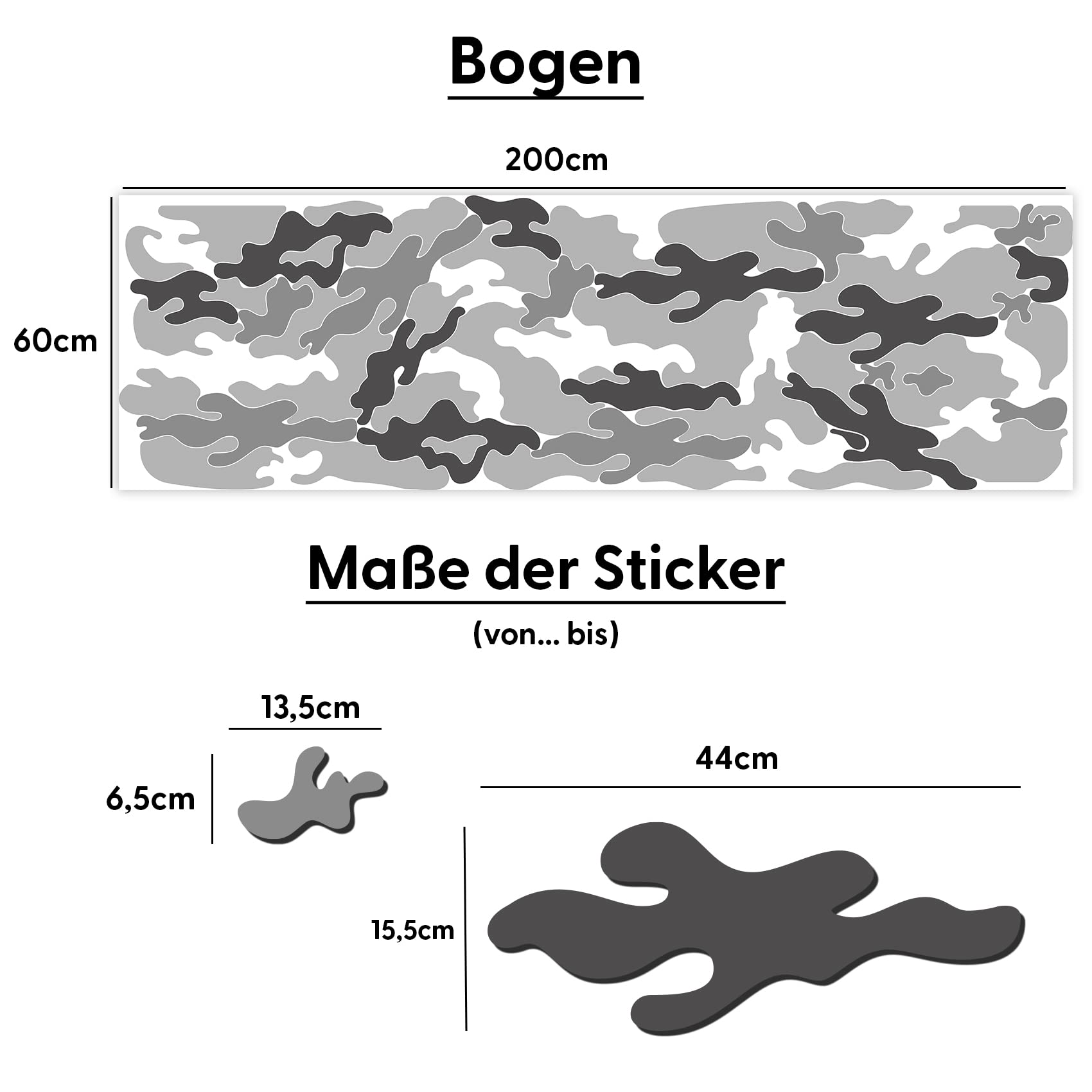 Finest Folia Camouflage Grau 2er Set Auto Tuning Folie Matt selbstklebend