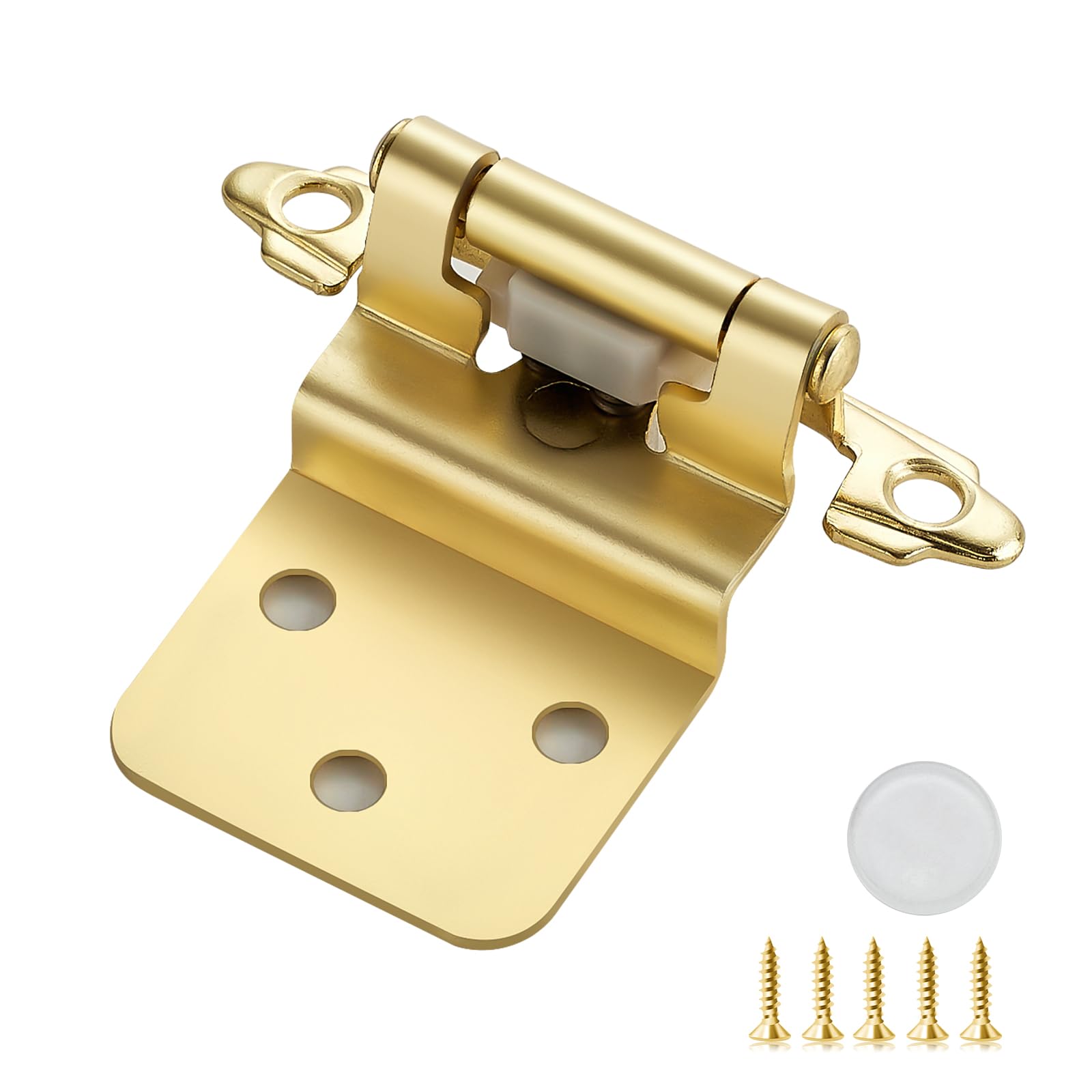 Photo 1 of 10 Pack (5 Pairs) 3/8 Inch Insert Kitchen Cabinet Hinges, Satin Brass Self Closing Hinges for Kitchen Cabinet Doors, Semi-Concealed Cupboard Hardware, Face Mount Hardware, Gold
