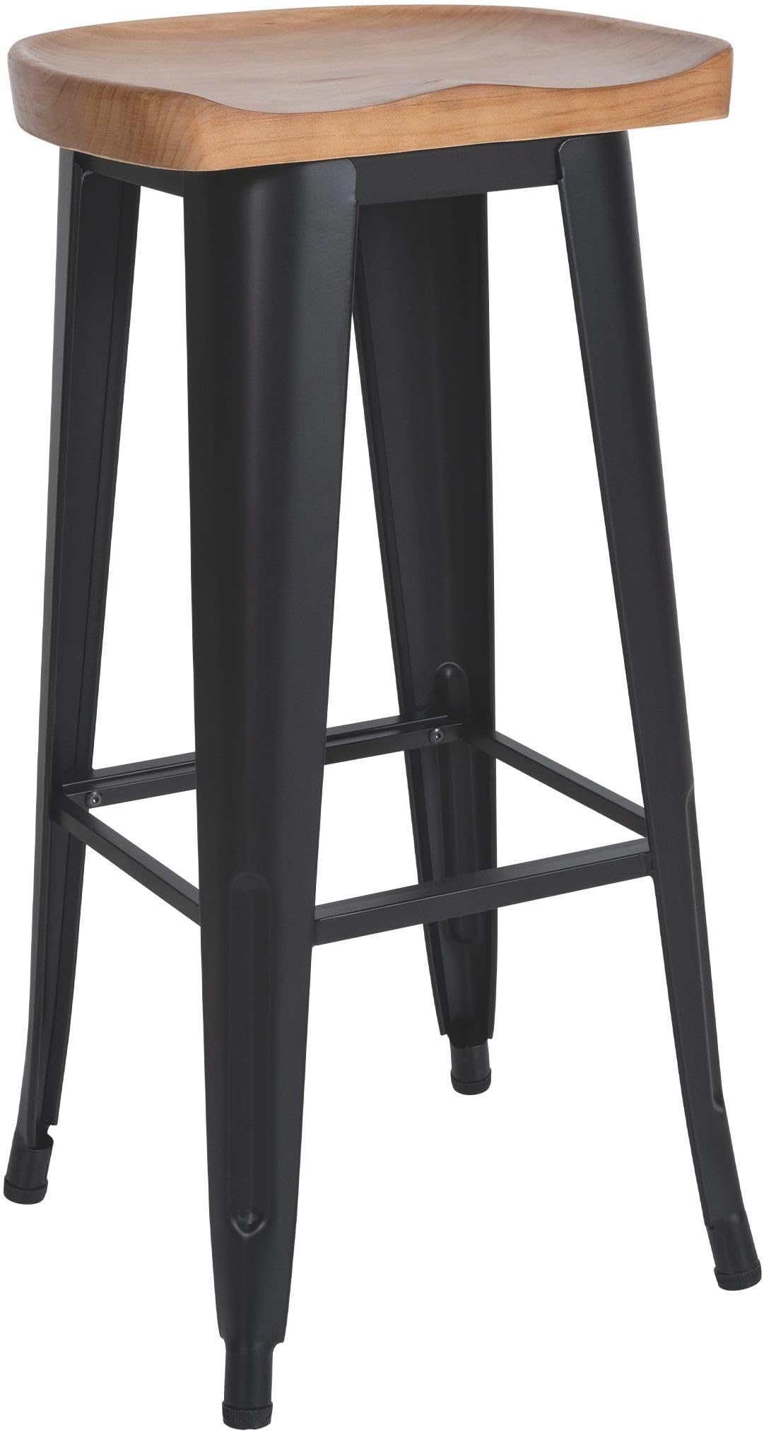 CLP Tabouret de Bar Clara I Chaise de Bar avec Assise en Bois Massif I Chaise de comptoir avec piètement Stable à Quatre Pieds en métal Noir | Couleur Noir