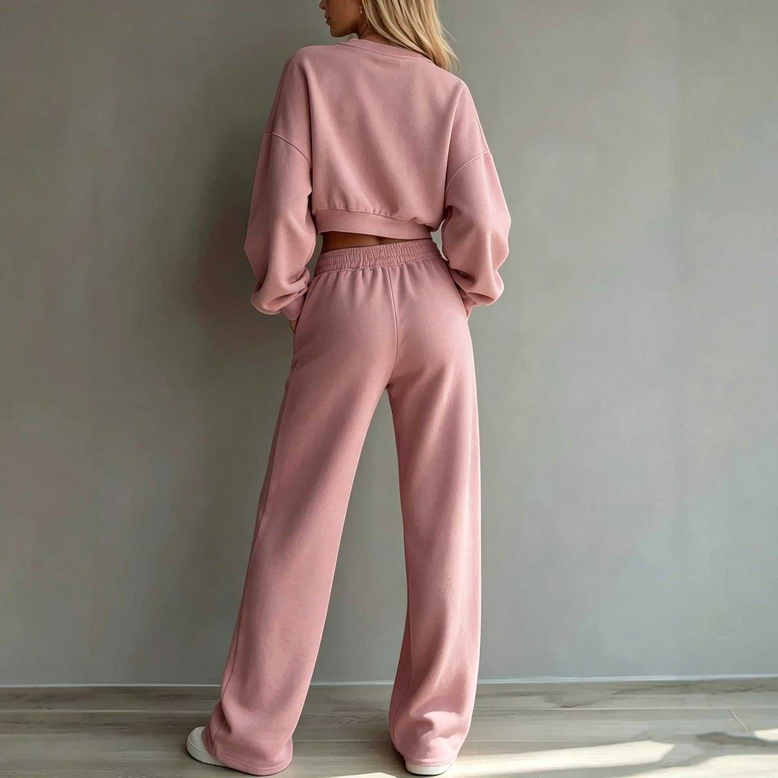 Trainingsanzug Damen Wide Leg Sweatpants Tracksuit Baggy Wide Leg Sweatpants Jogging Anzug Herbst Set