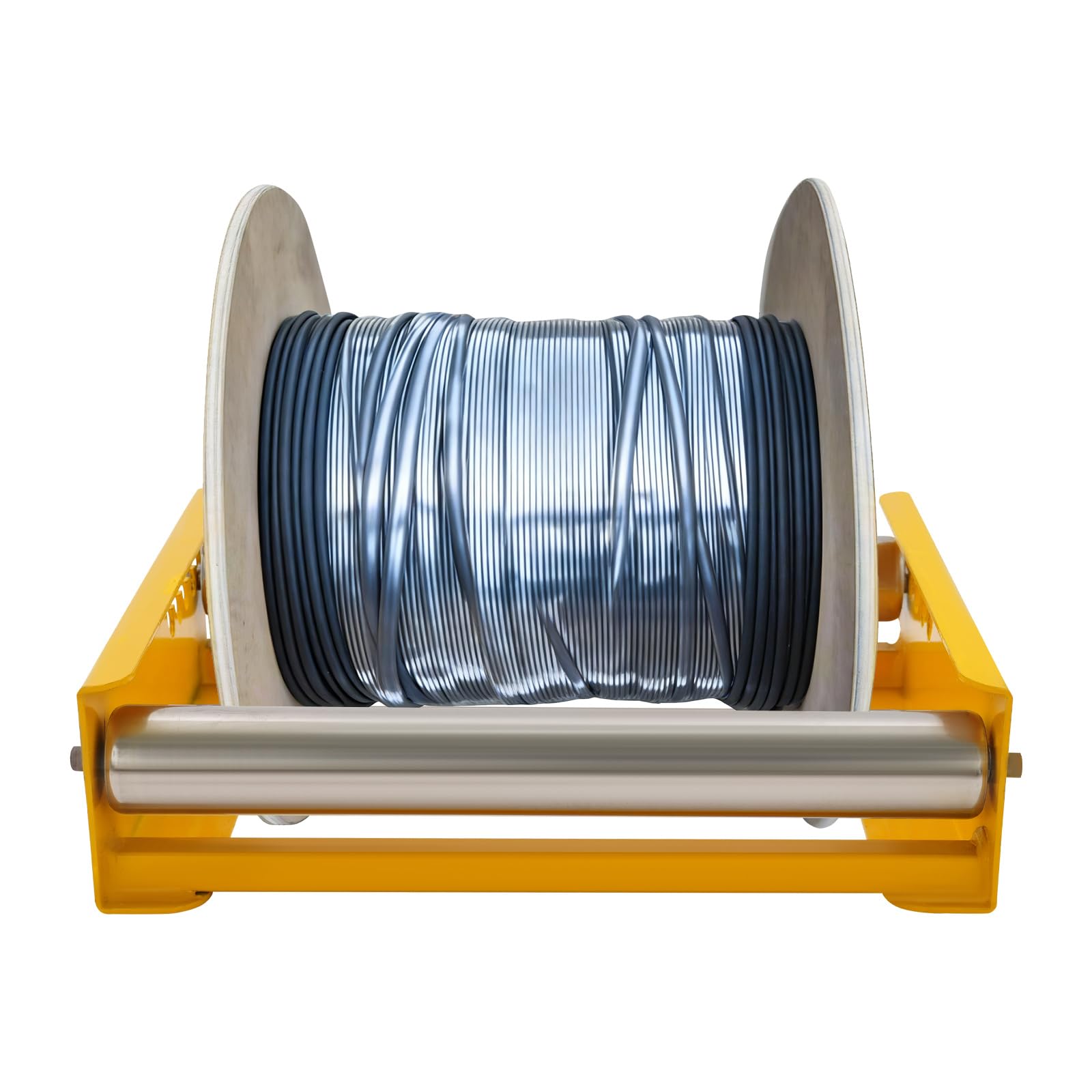 Dozownik rolek kablowych, do bębna kablowego, udźwig 200 kg, regulowany, 5 stopni Heavy Duty, do warsztatu, magazynu, żółty