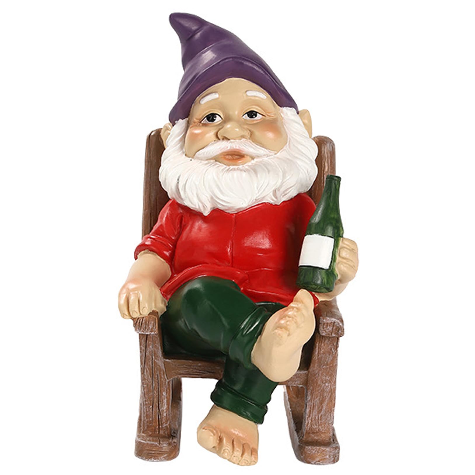 Syglawnd Red Garden Gnomes Outdoor, Resin Rocking Chair Naughty Gnomes Carrying Beer, 4.9X3.2x5.9 Inch Funny Garden Ornaments For Home Yard Potted Plants Lawn Decor, Outdoor