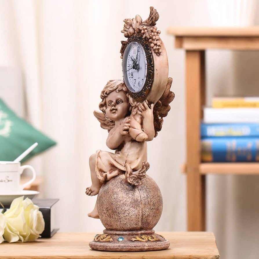 Amazon｜置時計天使彫刻装飾卓上時計家の装飾サイレントスイープ